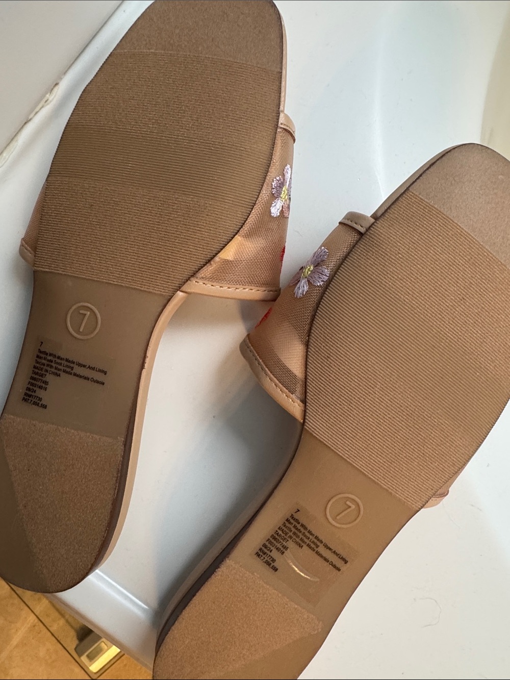 a new day Tan Embroidered Floral Slide Sandals - Picture 3 of 4